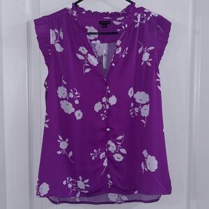 Ann Taylor Purple Floral Blouse